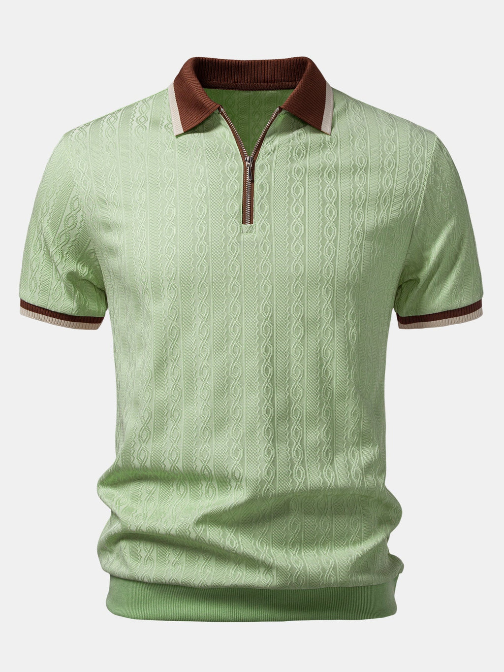 Men's Tailored Fit Quarter-Zip Textured Polo