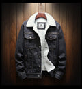 Men's Button-Front Fur Lined Denim Jacket