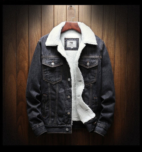 Men's Button-Front Fur Lined Denim Jacket