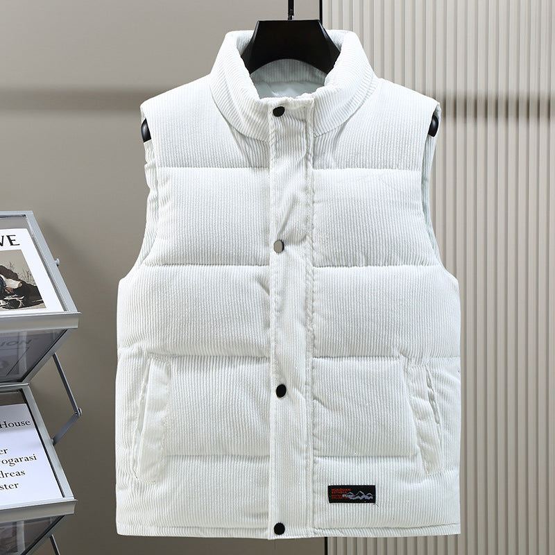 Men's Padded Cord High Collar Gilet