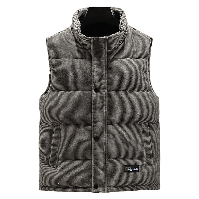 Men's Padded Cord High Collar Gilet