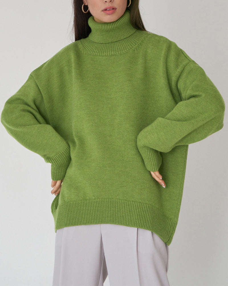 Women's Relaxed Winter Polo Neck Pullover
