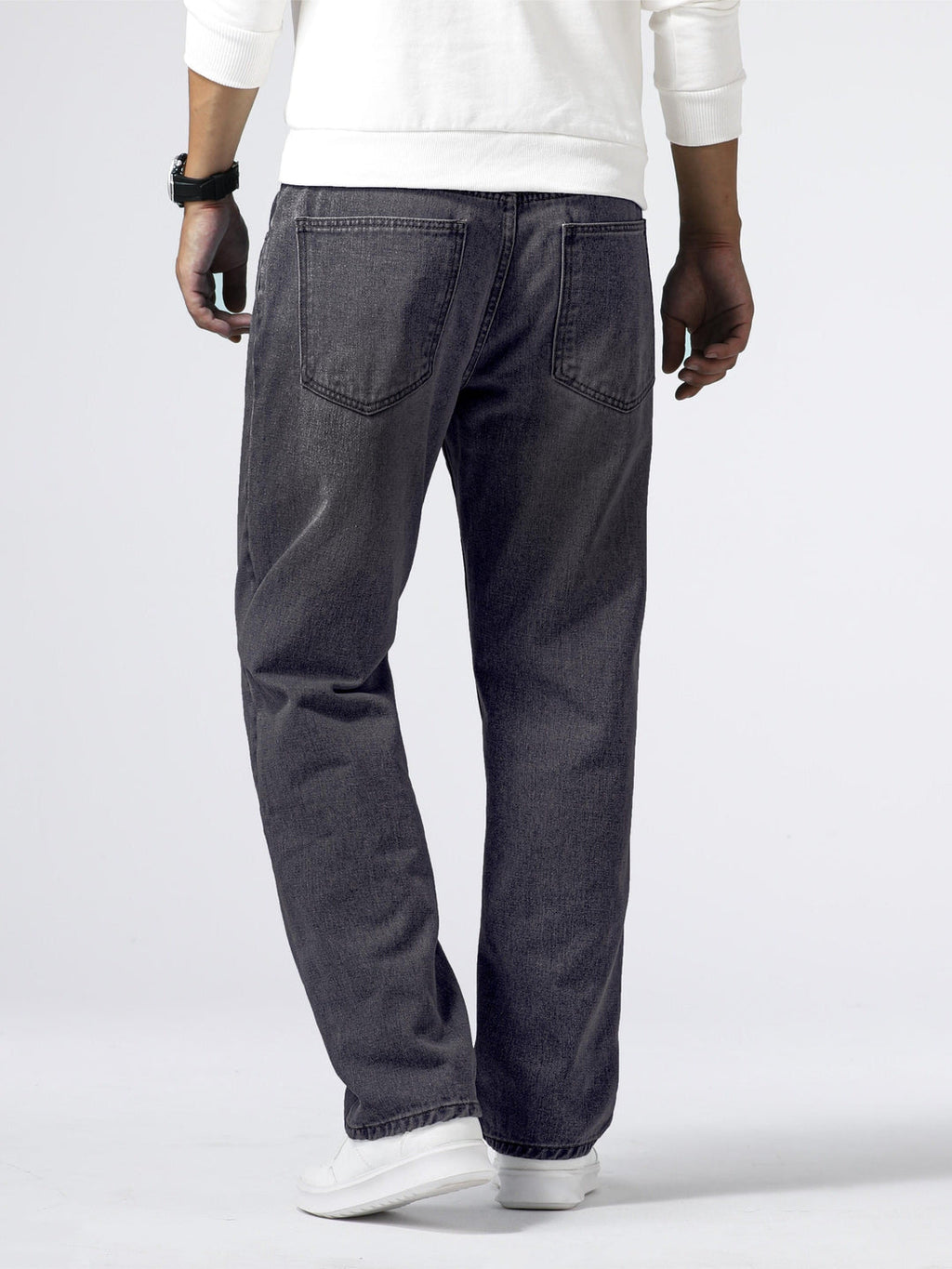Men's Blue Washed Straight-Leg Denim Trousers