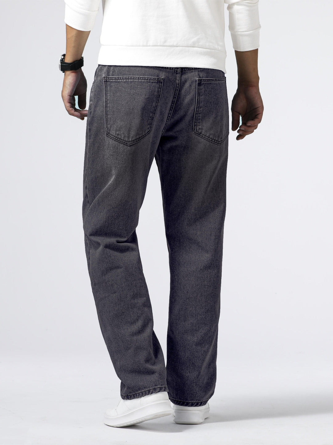 Men's Blue Washed Straight-Leg Denim Trousers