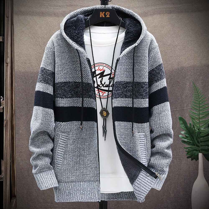 Men's Soft Zip-Through Hooded Cardigan
