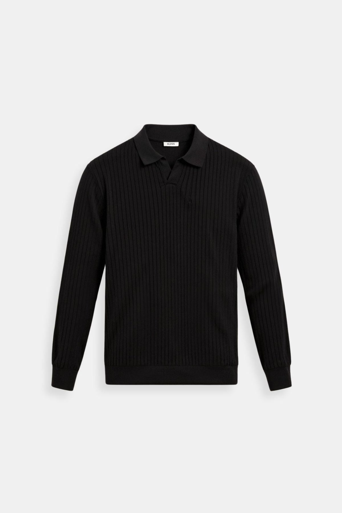 Men's Long Sleeve Ribbed Knitted Polo