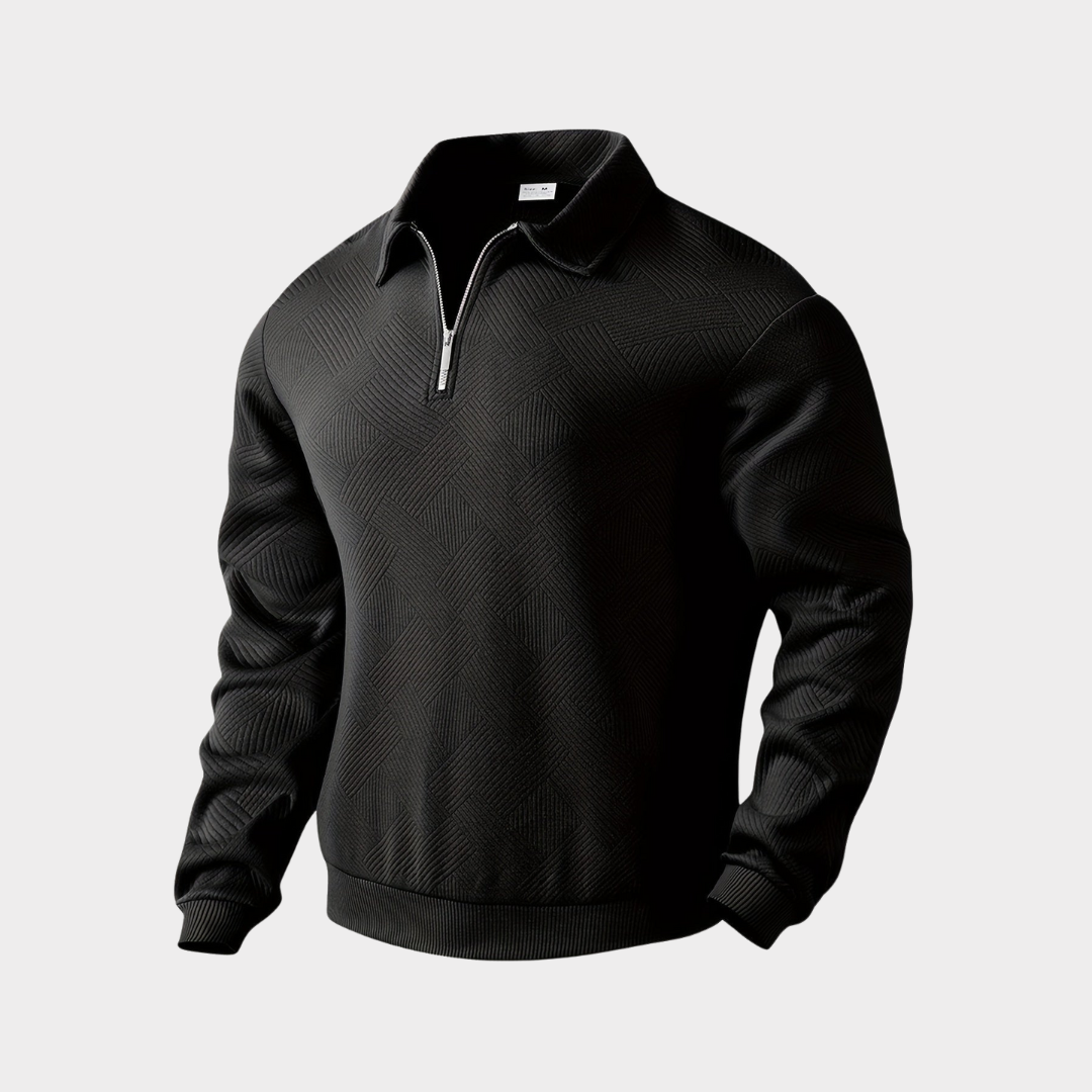 Men's Textured Half-Zip Polo Sweat