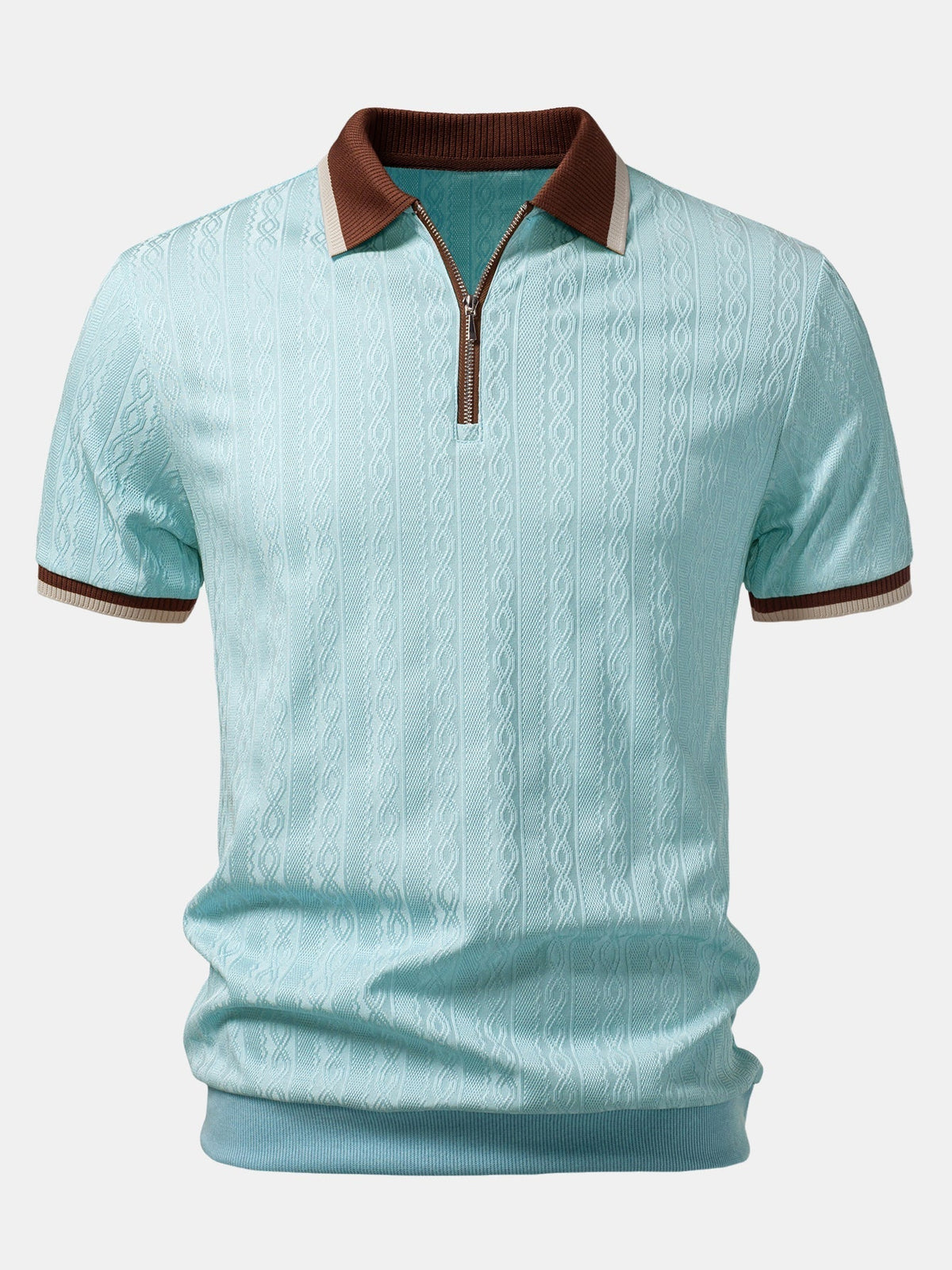 Men's Tailored Fit Quarter-Zip Textured Polo