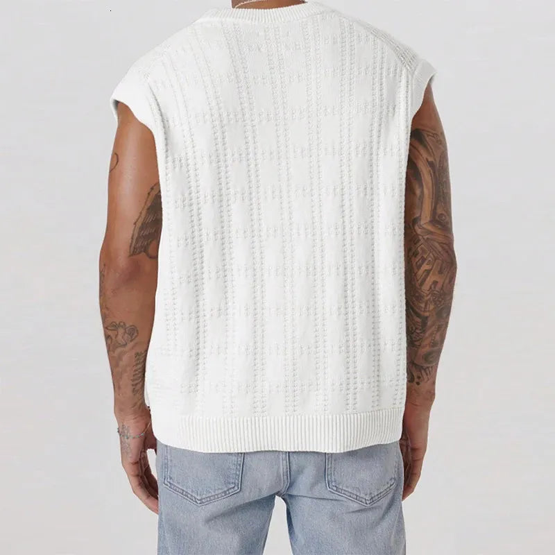 Men's Textured Knit Button-Front Gilet