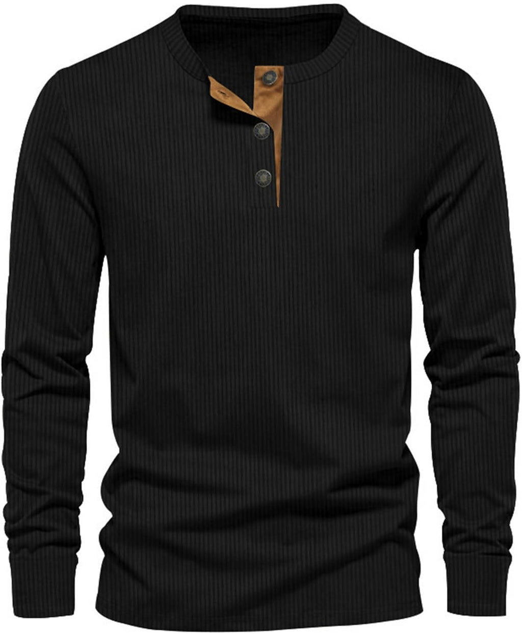 Men's Long Sleeve Ribbed Henley Top