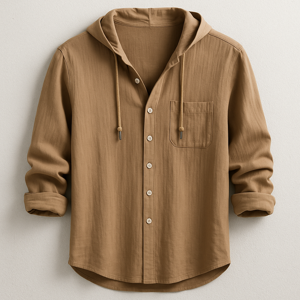 Men's Relaxed Hooded Button-Through Overshirt