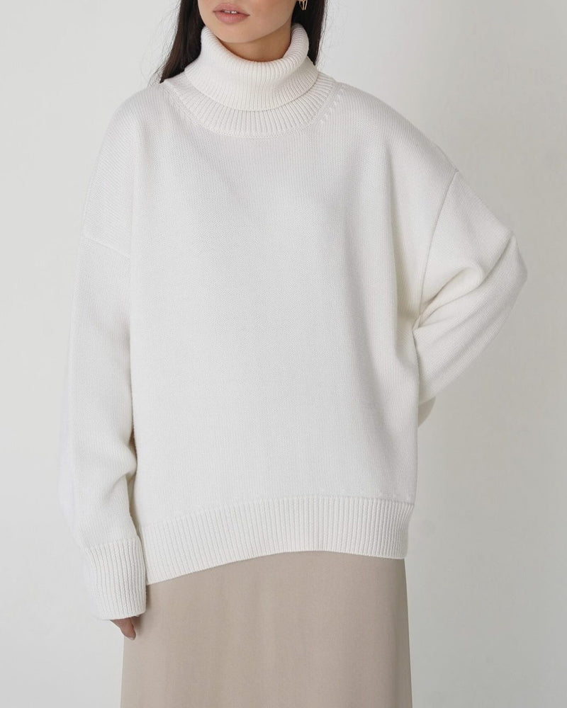 Women's Relaxed Winter Polo Neck Pullover