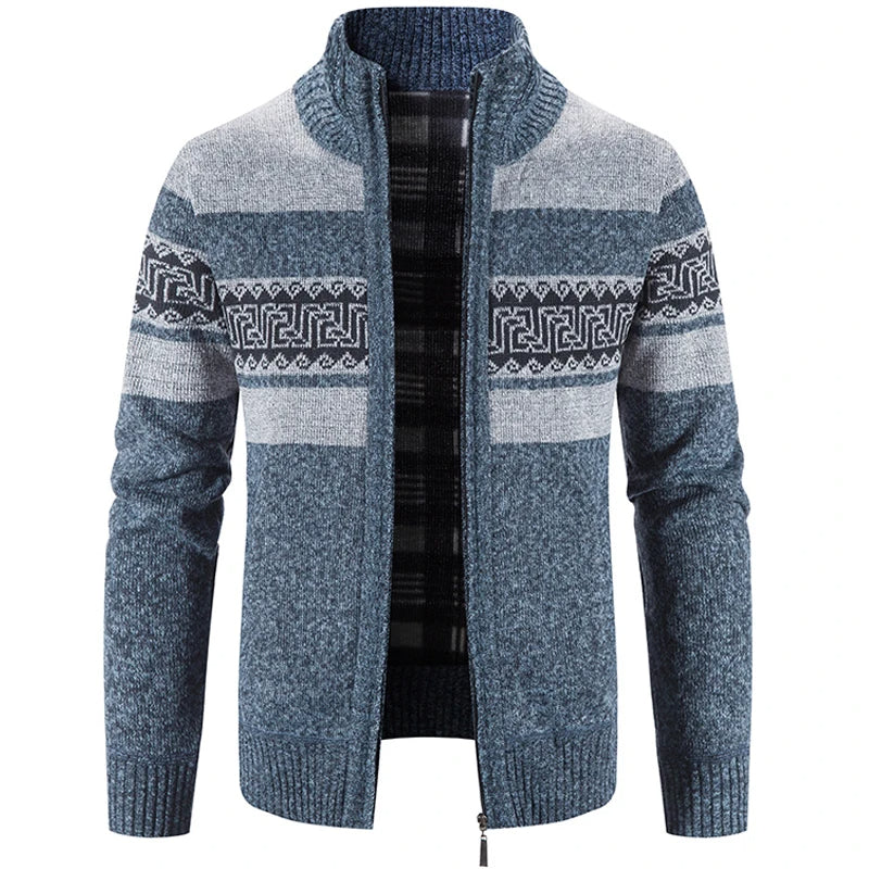 Men's Soft Knitted Stand Collar Zip Jacket