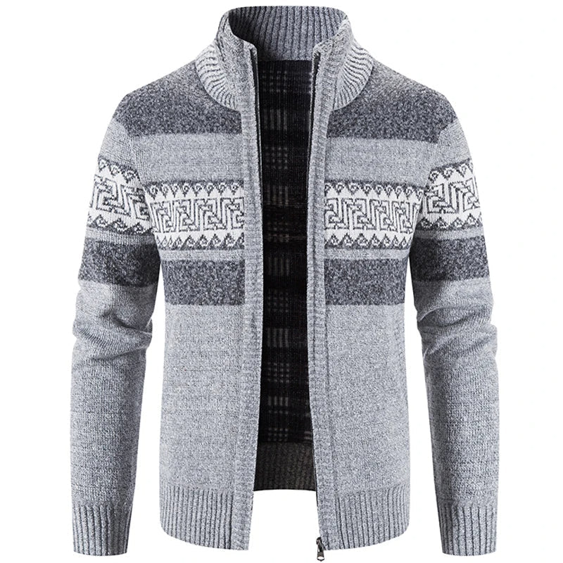 Men's Soft Knitted Stand Collar Zip Jacket