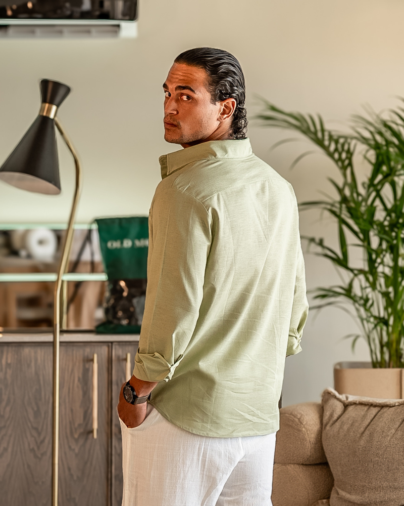 Men's Relaxed Long Sleeve Linen Shirt