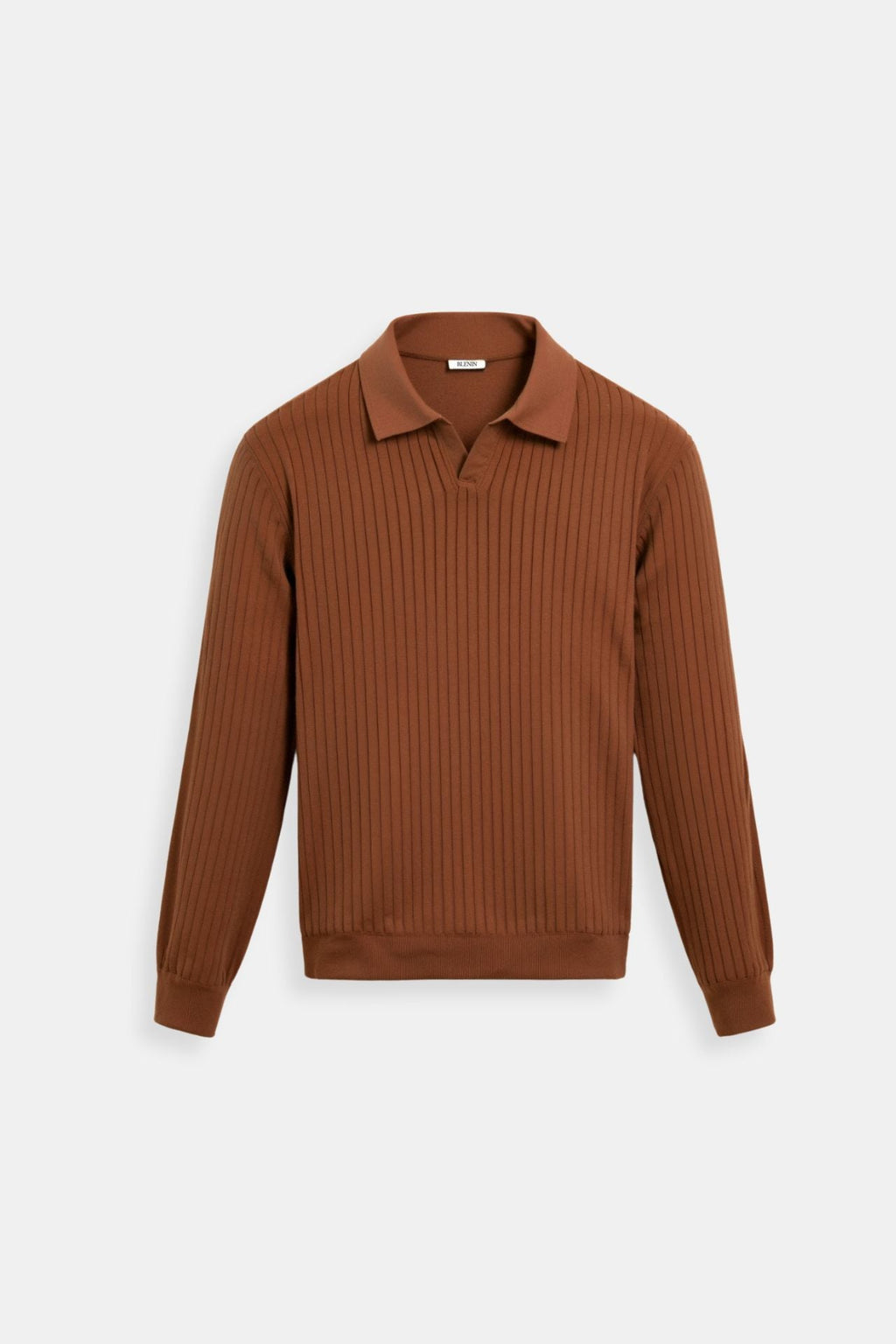 Men's Long Sleeve Ribbed Knitted Polo