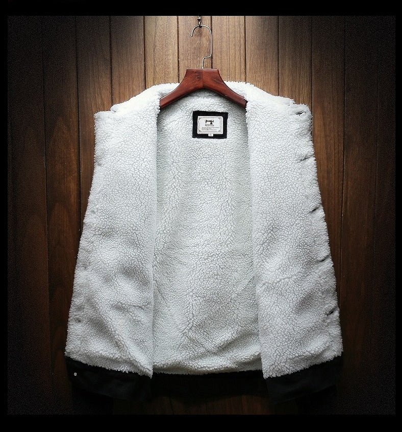 Men's Button-Front Fur Lined Denim Jacket