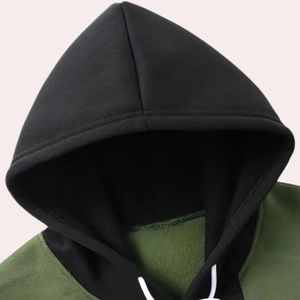 Men's Contrast Panel Overhead Hooded Top