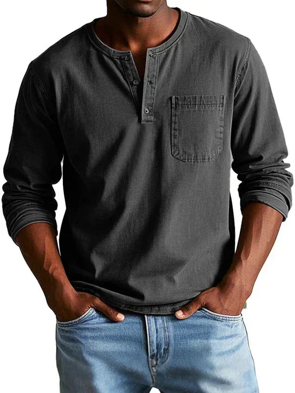 Men's Relaxed Long Sleeve Henley Layer
