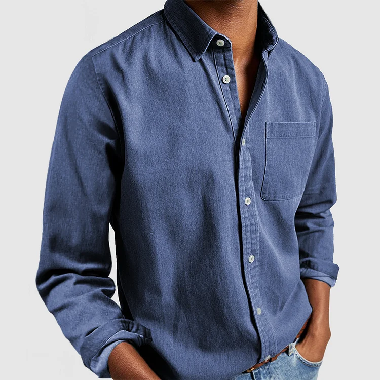 Men's Casual Chest Pocket Button-Through Shirt
