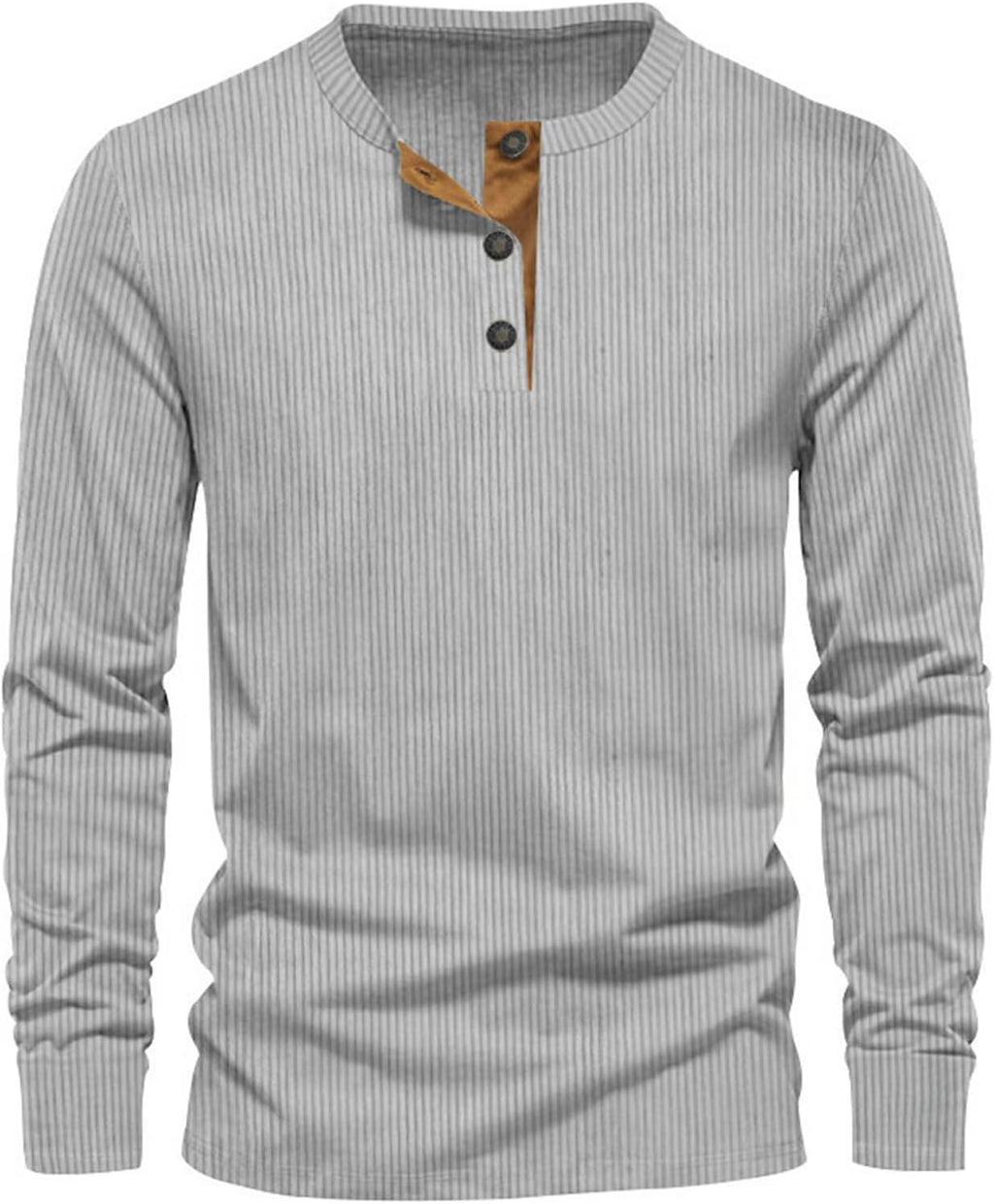 Men's Long Sleeve Ribbed Henley Top