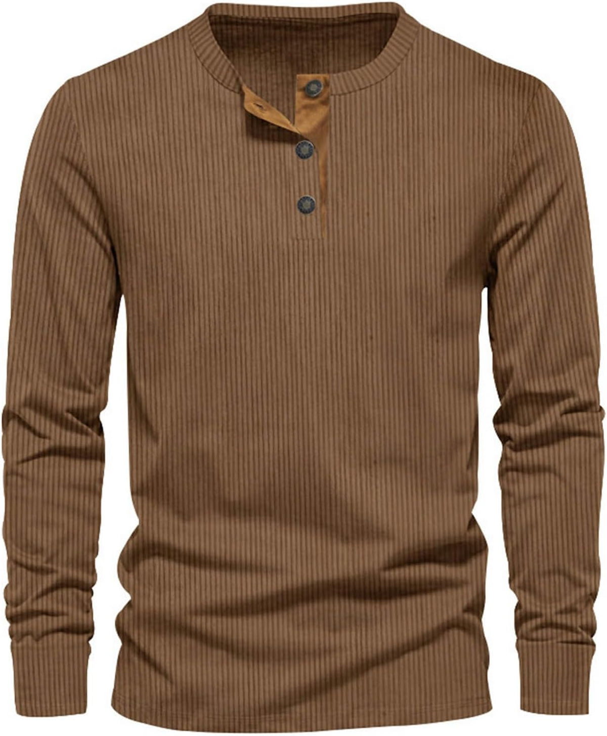 Men's Long Sleeve Ribbed Henley Top