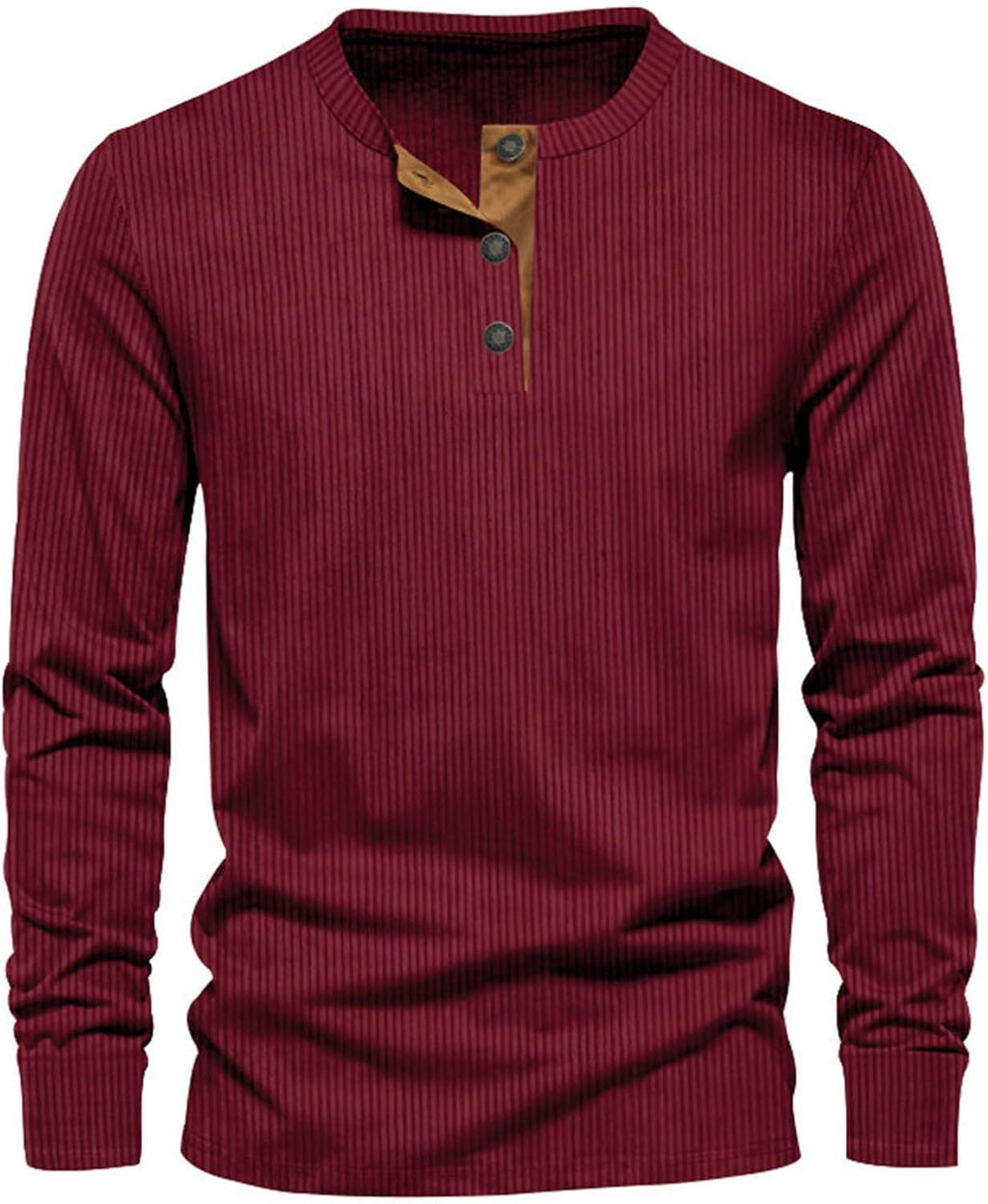 Men's Long Sleeve Ribbed Henley Top