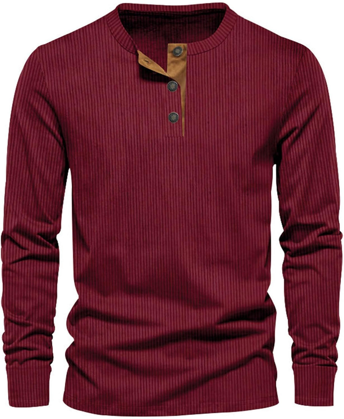 Men's Long Sleeve Ribbed Henley Top