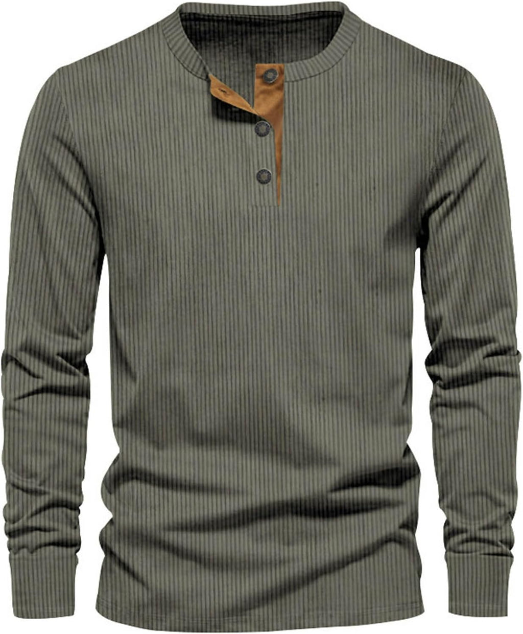 Men's Long Sleeve Ribbed Henley Top