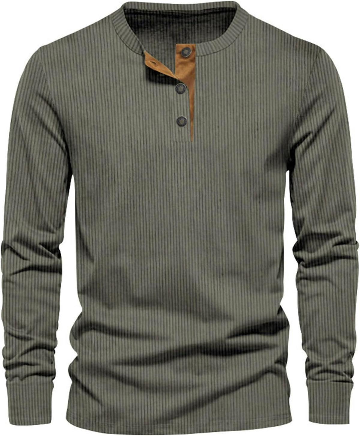 Men's Long Sleeve Ribbed Henley Top