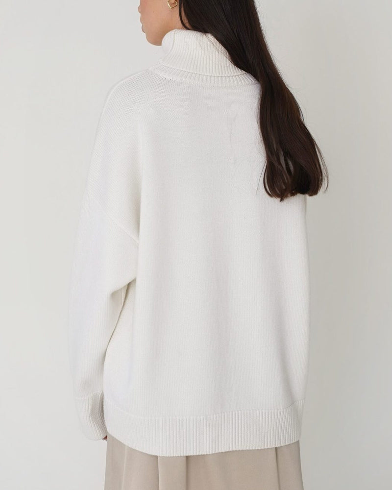 Women's Relaxed Winter Polo Neck Pullover