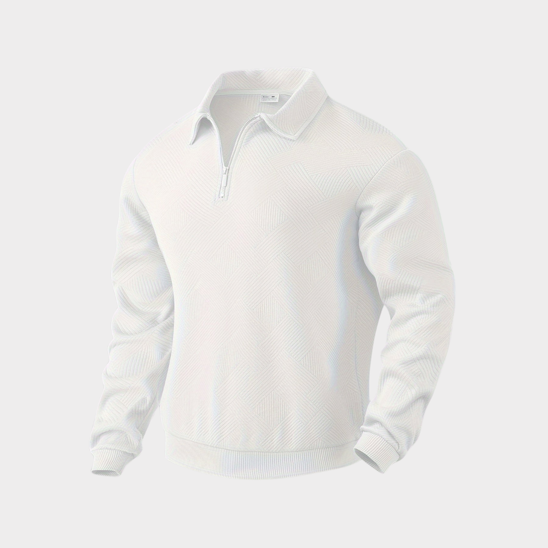 Men's Textured Half-Zip Polo Sweat