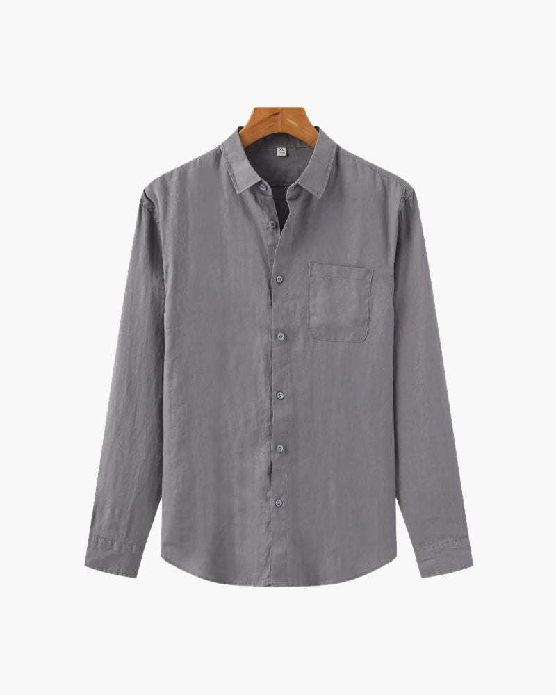 Men's Relaxed Long Sleeve Linen Shirt