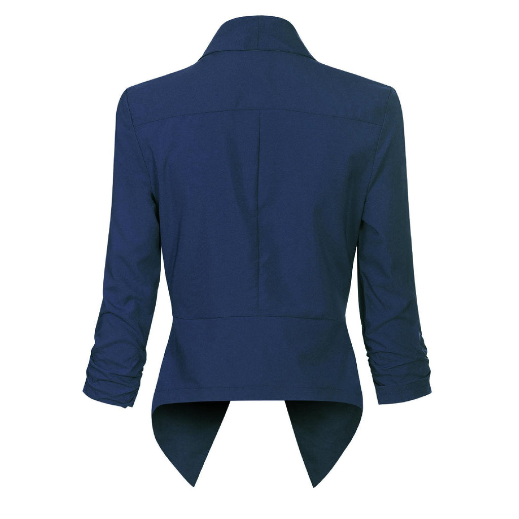 Women's Smart Edge-to-Edge Blazer with Ruched Sleeves