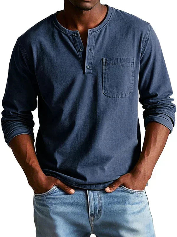 Men's Relaxed Long Sleeve Henley Layer