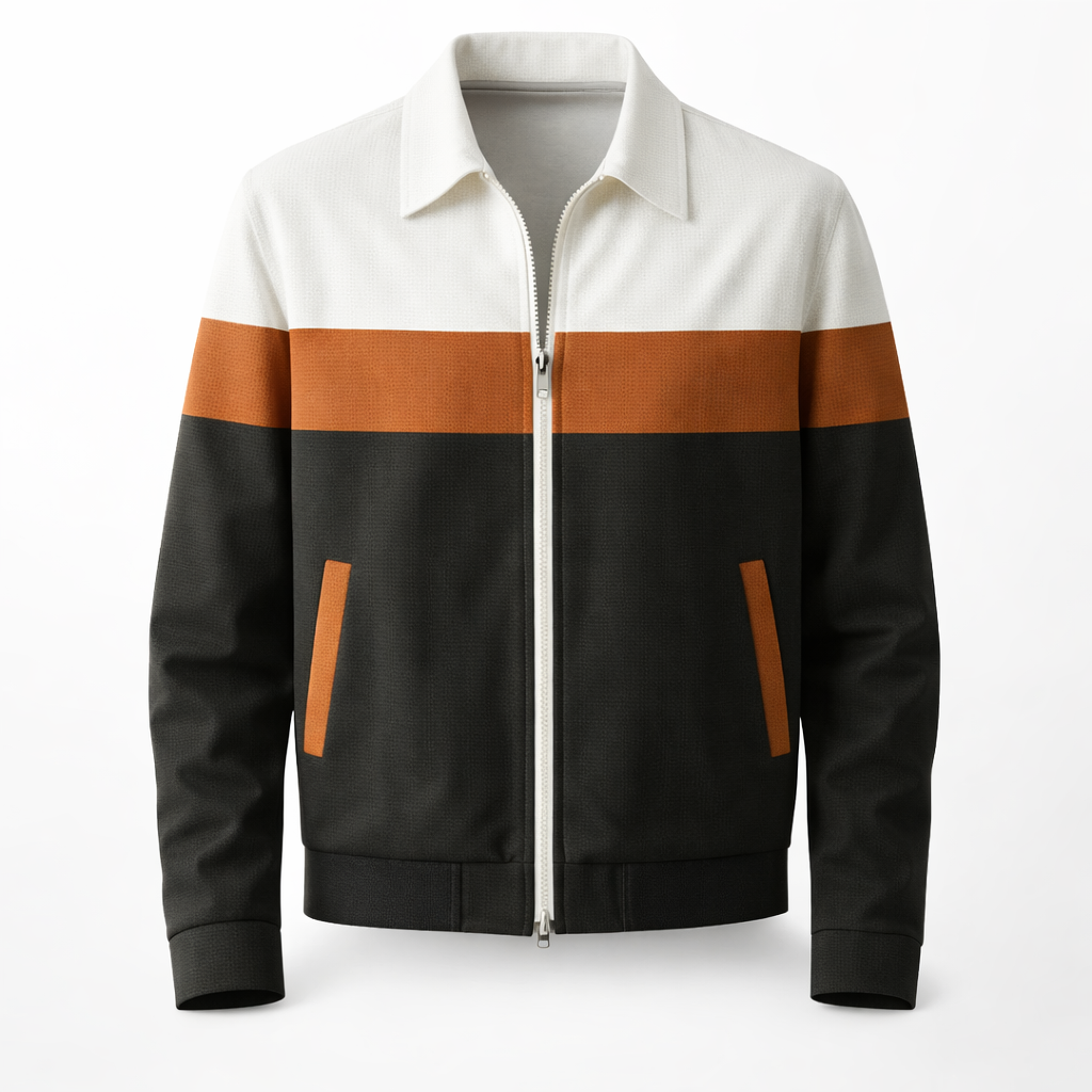 Men's Contrast Panel Colourblock Zip Jacket