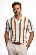 Men's Vertical Stripe Knitted Polo