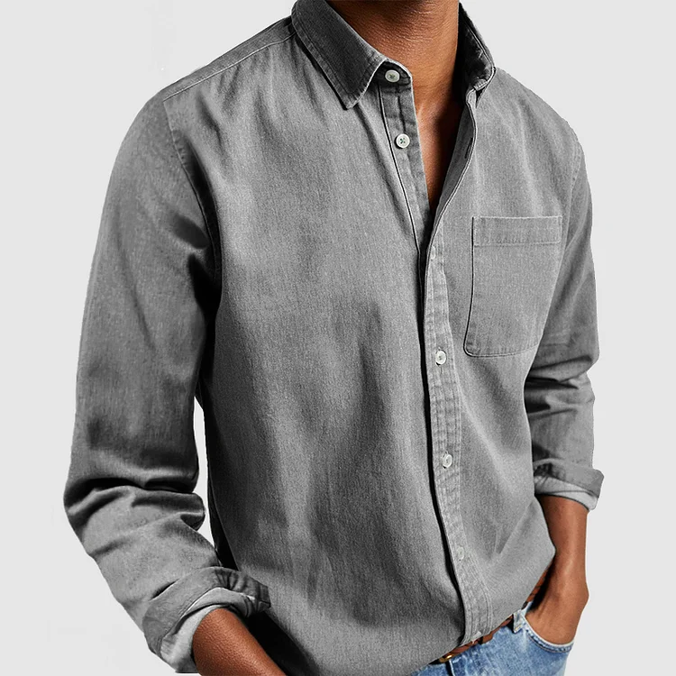 Men's Casual Chest Pocket Button-Through Shirt