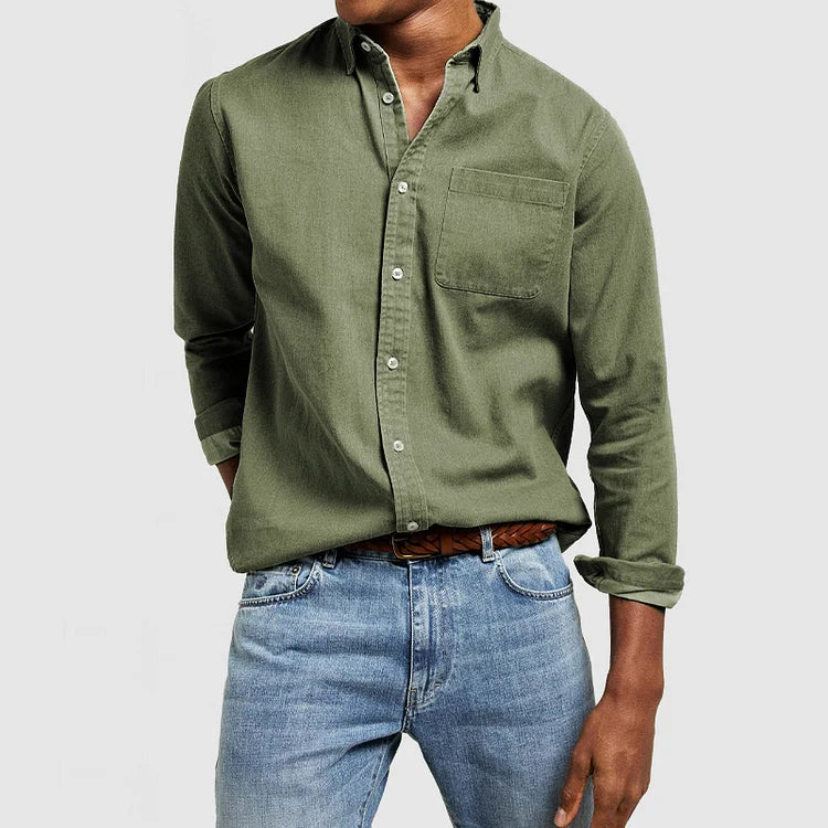Men's Casual Chest Pocket Button-Through Shirt