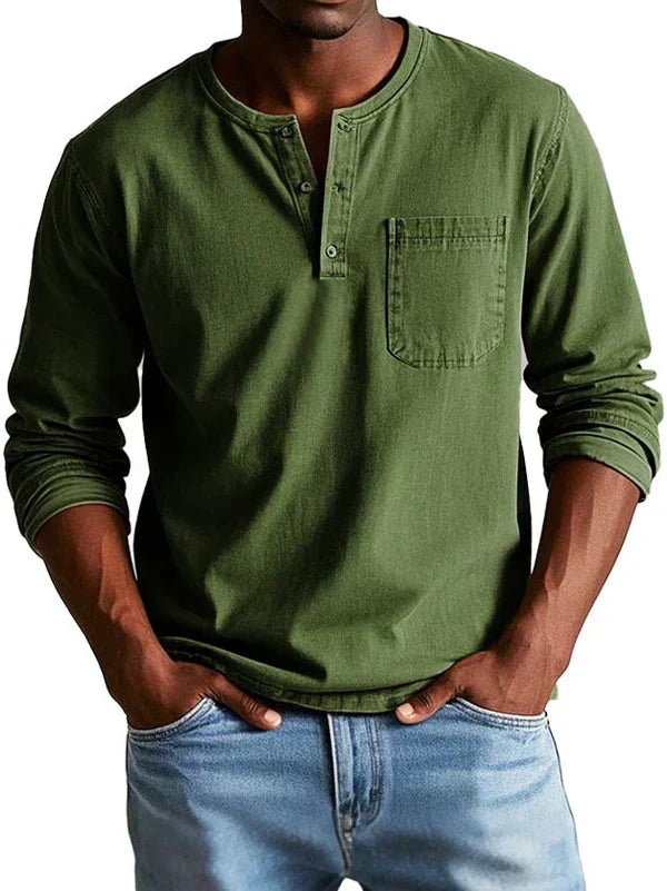Men's Relaxed Long Sleeve Henley Layer