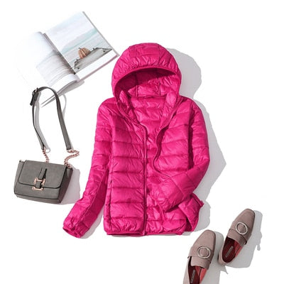 Women's Cropped Glossy Zip-Up Puffer Jacket