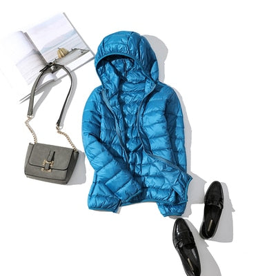 Women's Cropped Glossy Zip-Up Puffer Jacket