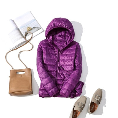 Women's Cropped Glossy Zip-Up Puffer Jacket