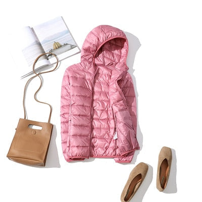 Women's Cropped Glossy Zip-Up Puffer Jacket