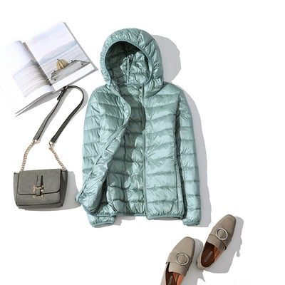 Women's Cropped Glossy Zip-Up Puffer Jacket