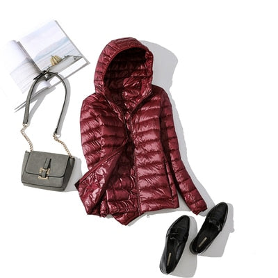 Women's Cropped Glossy Zip-Up Puffer Jacket