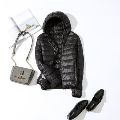 Women's Cropped Glossy Zip-Up Puffer Jacket