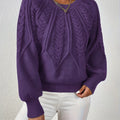 Women's Cable Knit Voluminous-Sleeve Pullover