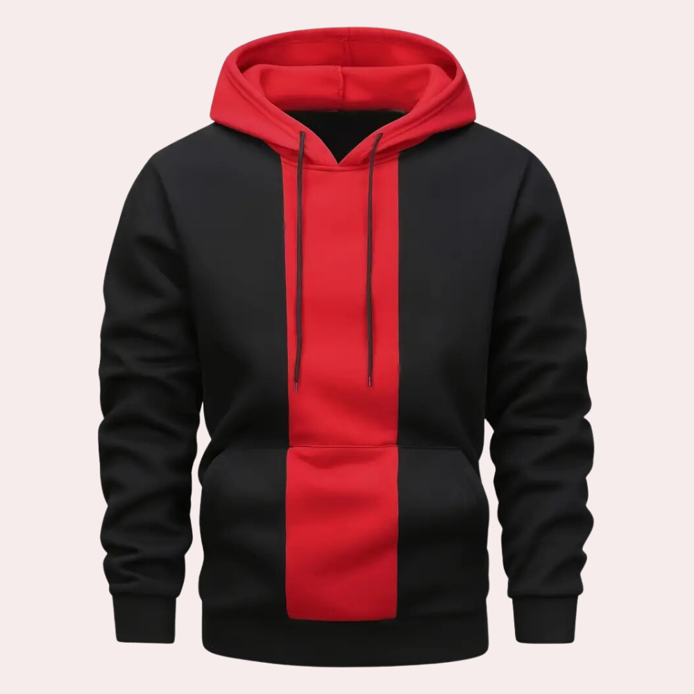 Men's Contrast Panel Overhead Hooded Top