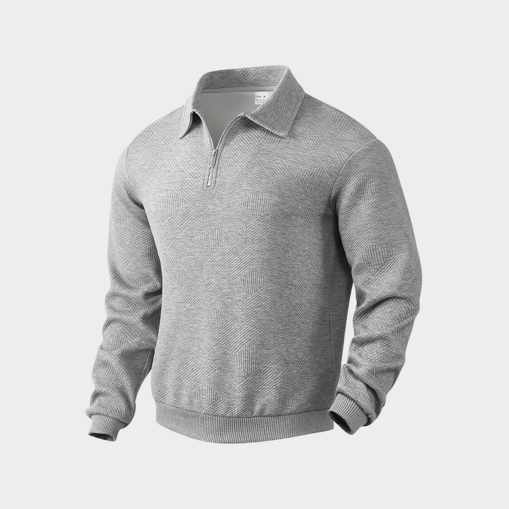 Men's Textured Half-Zip Polo Sweat